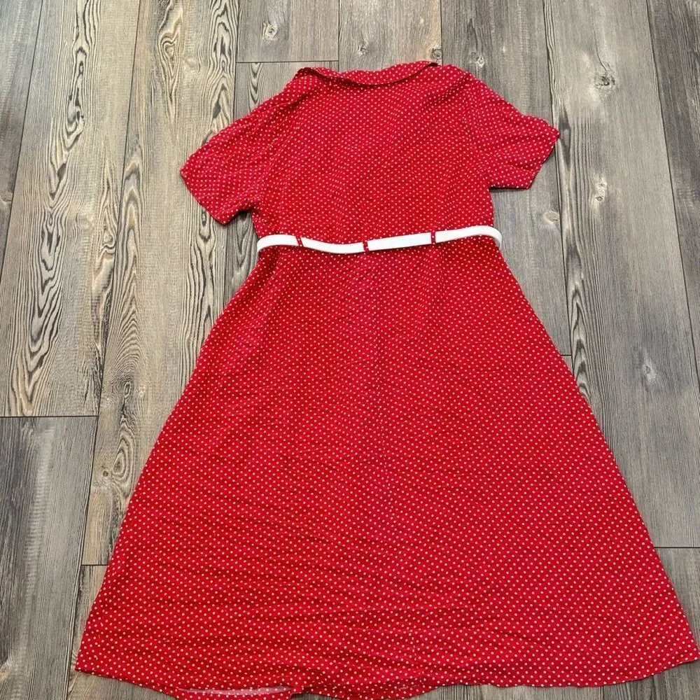 Erika Red Polka Dot Button Down Dress - Picture 7 of 12